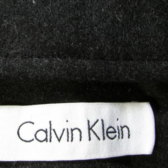 NEW Black Sz 16 Wool Blend Removeable Hood Coat Pockets CALVIN KLEIN - Picture 7 of 8